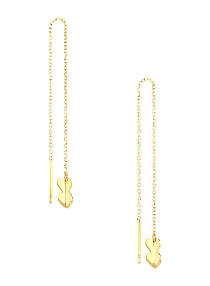 Butterfly 21K Chain Gold Earrings