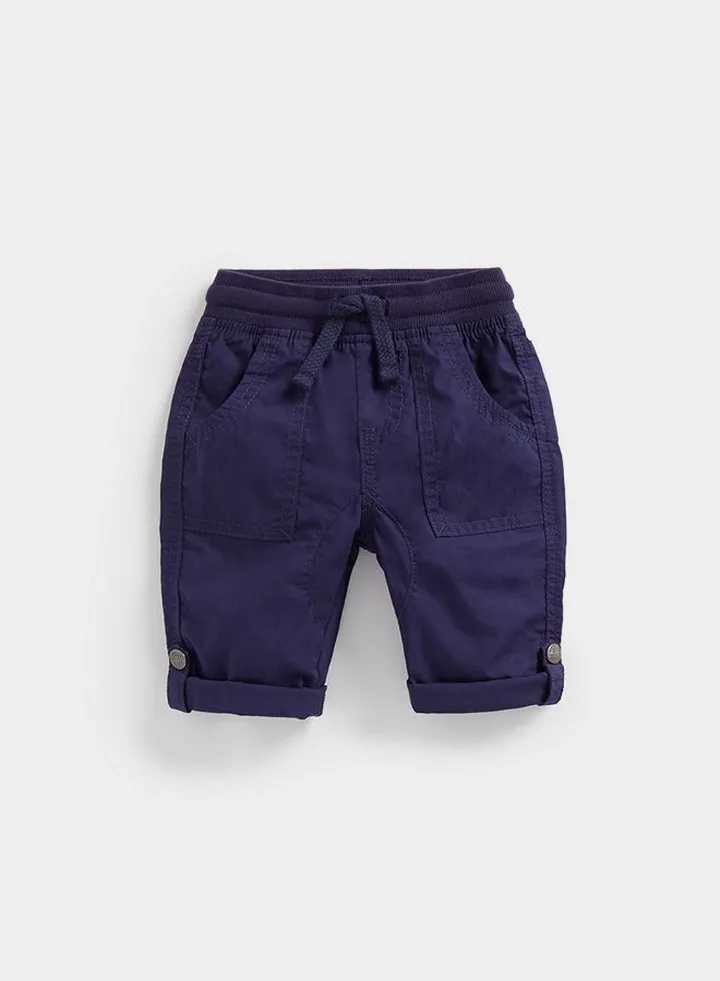 Navy Poplin Roll Up Trousers