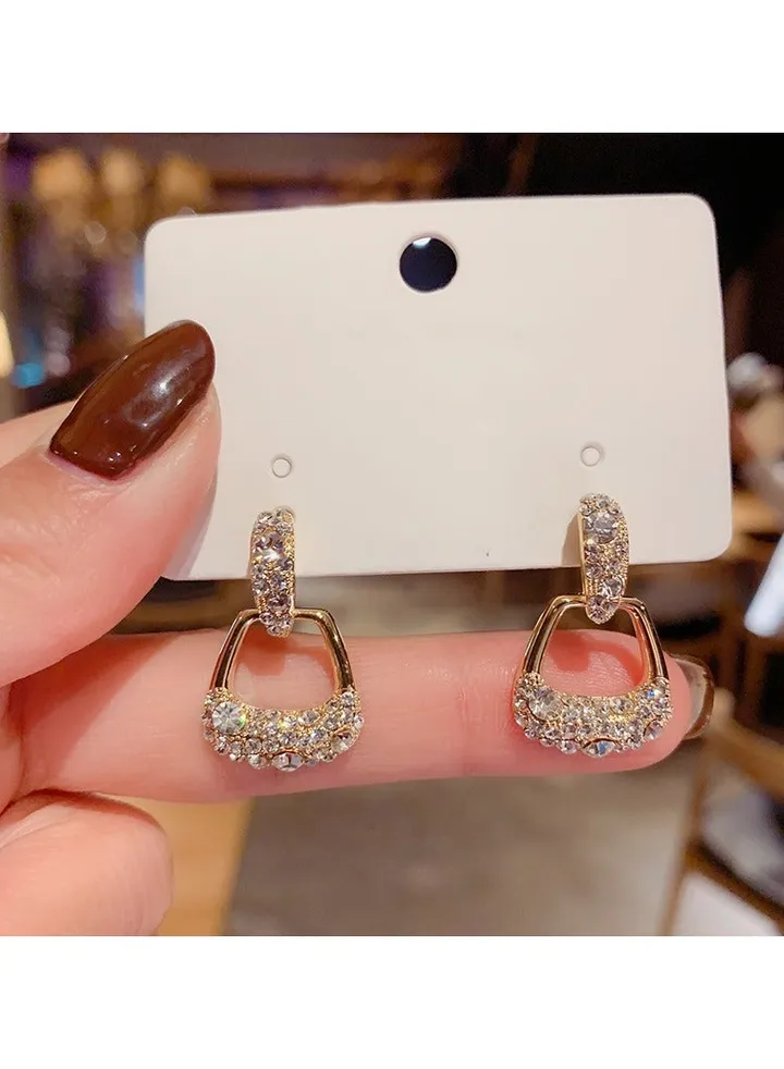Gold Bag Shape Diamond Earrings
