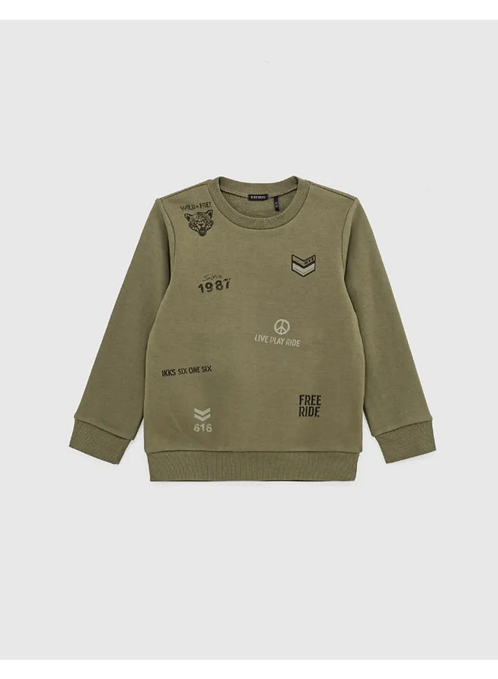 Leopard Head Sweatshirt Khaki Green