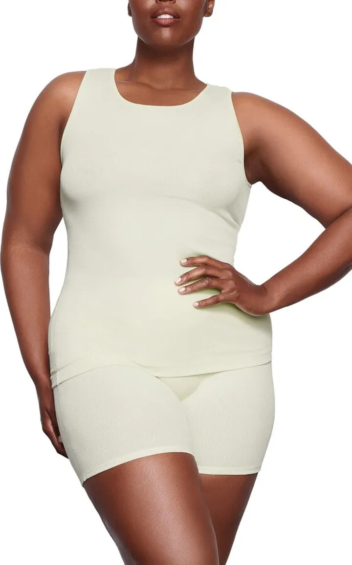 Rib Stretch Cotton Long Tank