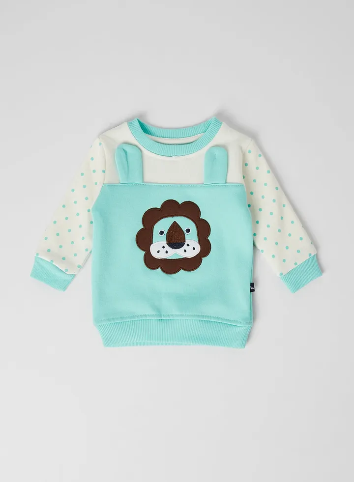 Baby Boys Tiger Face Sweatshirt S.Green