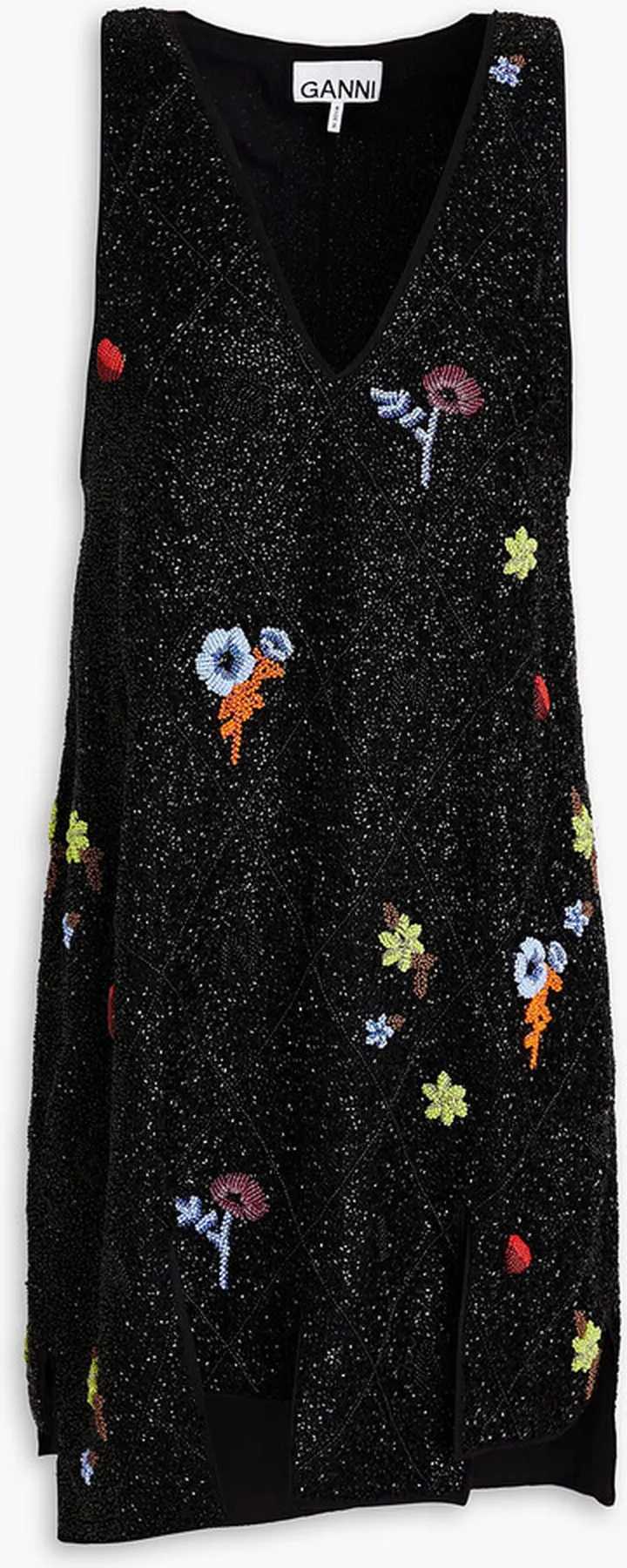 Beaded crepe mini dress