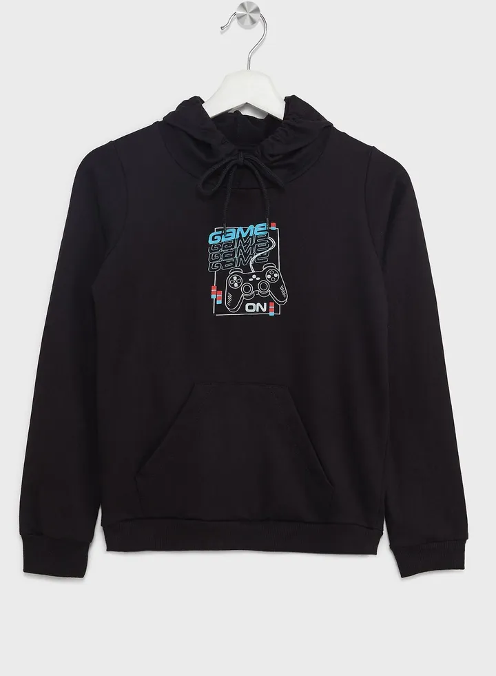 Boys Casual Printed Hoodie