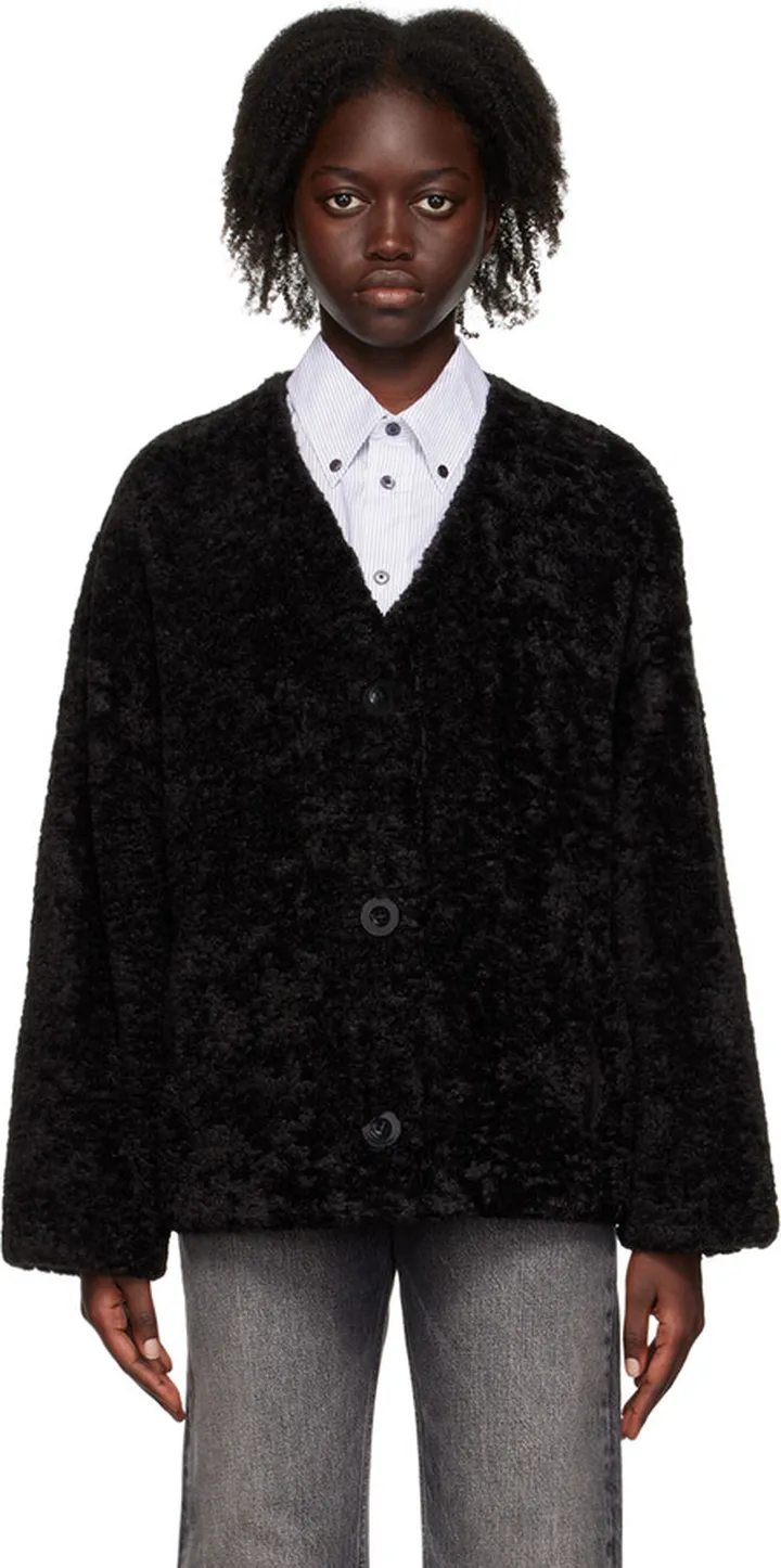 Stand Studio Black Rosie Faux-Fur Jacket
