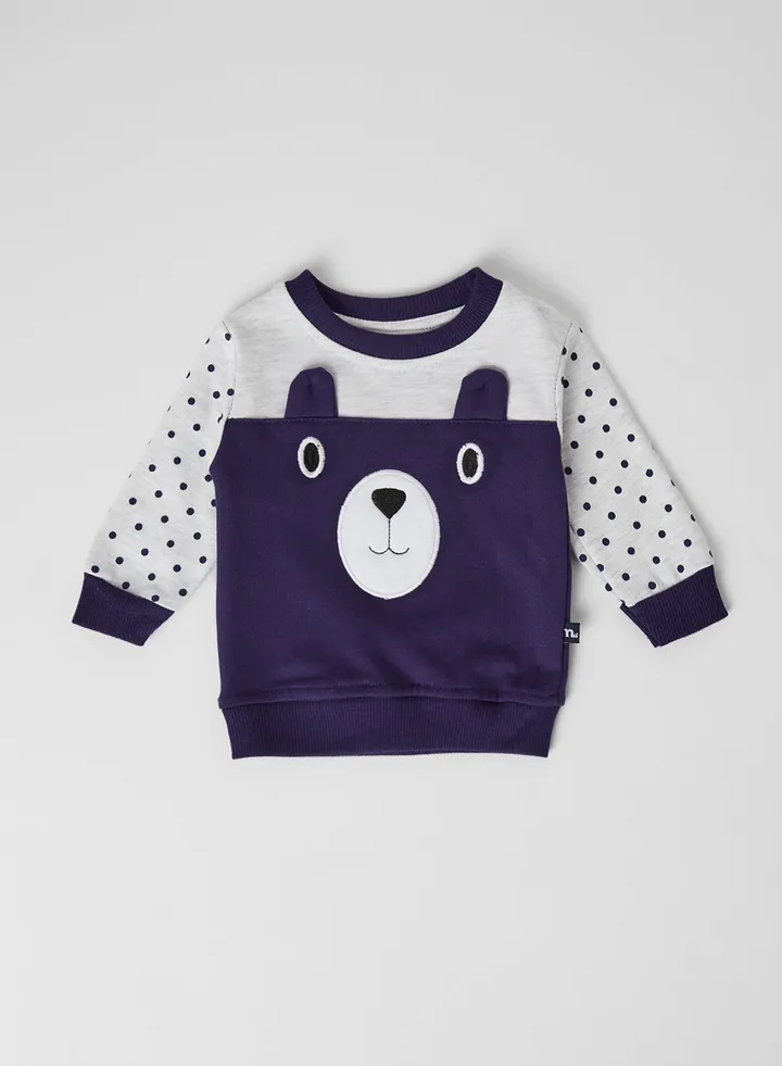 Baby Boys Bear Face Sweatshirt Navy