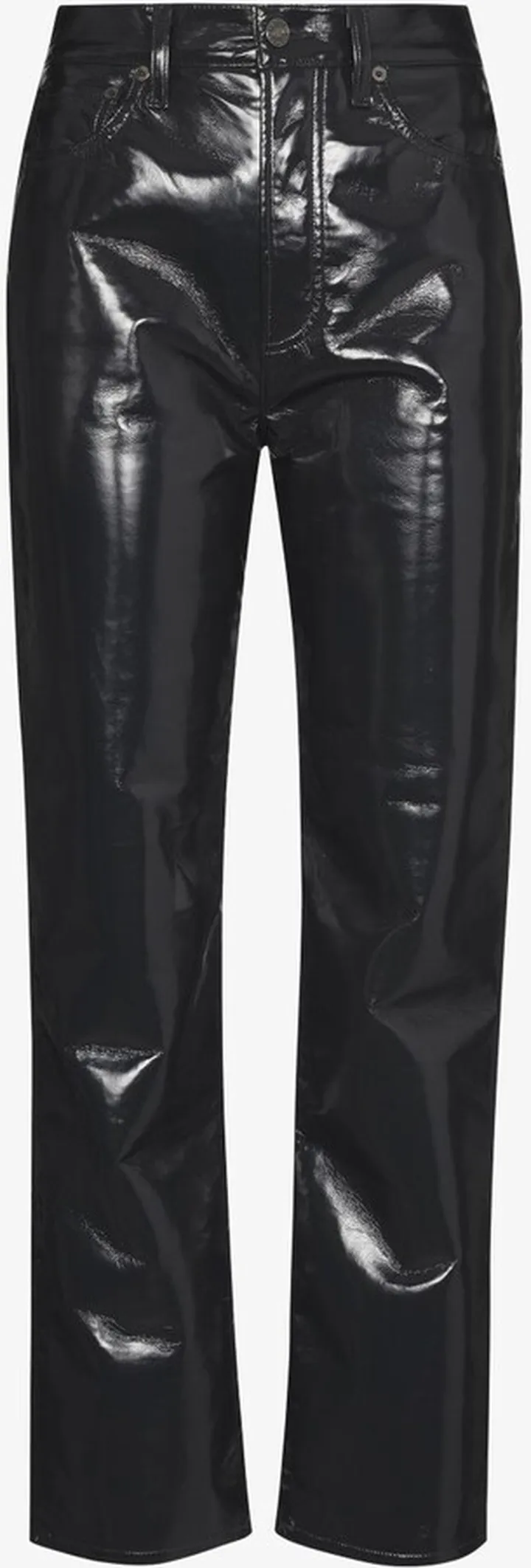 Black '90s Pinch Waist Straight-Leg Trousers
