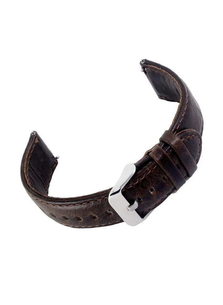 Leather Band With Steel Clasp For Samsung Gear S3 Brown