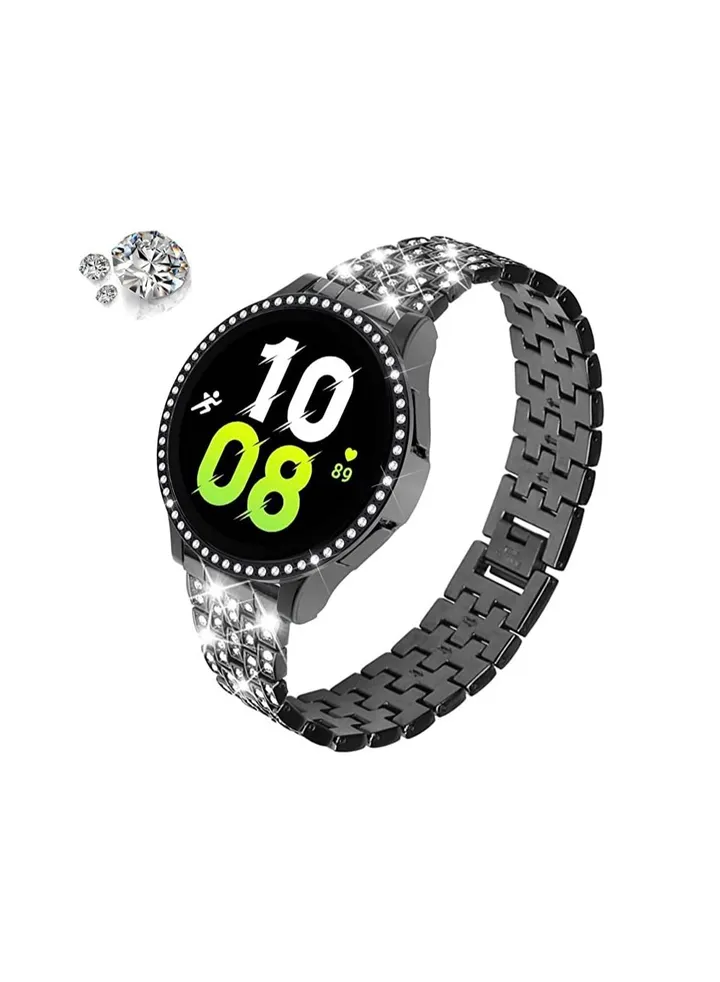 20mm Diamond Band Compatible with Samsung Galaxy Watch 4 46mm 40mm 44mm, Women Bling Stainless Steel Jewelry Luxury Metal Band for Watch 5 45mm 40mm 44mm /Watch 3 41mm/Active 2