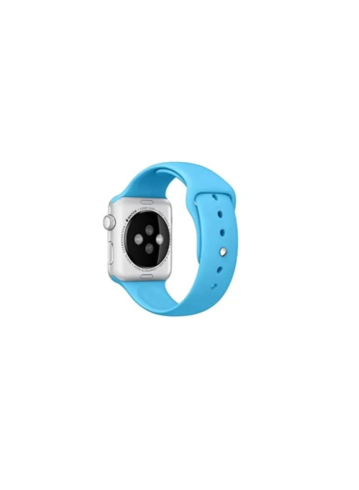 Silicone watch strap with case and screen protector 44mm light Blue