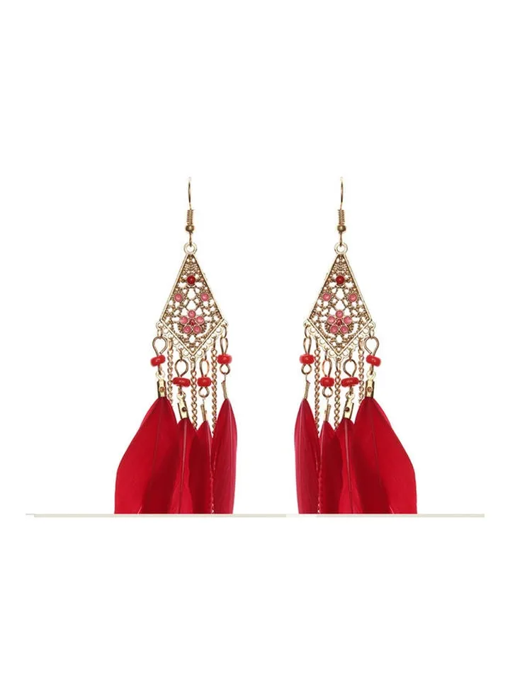 925 Silver Hollow Flower Feather Earrings
