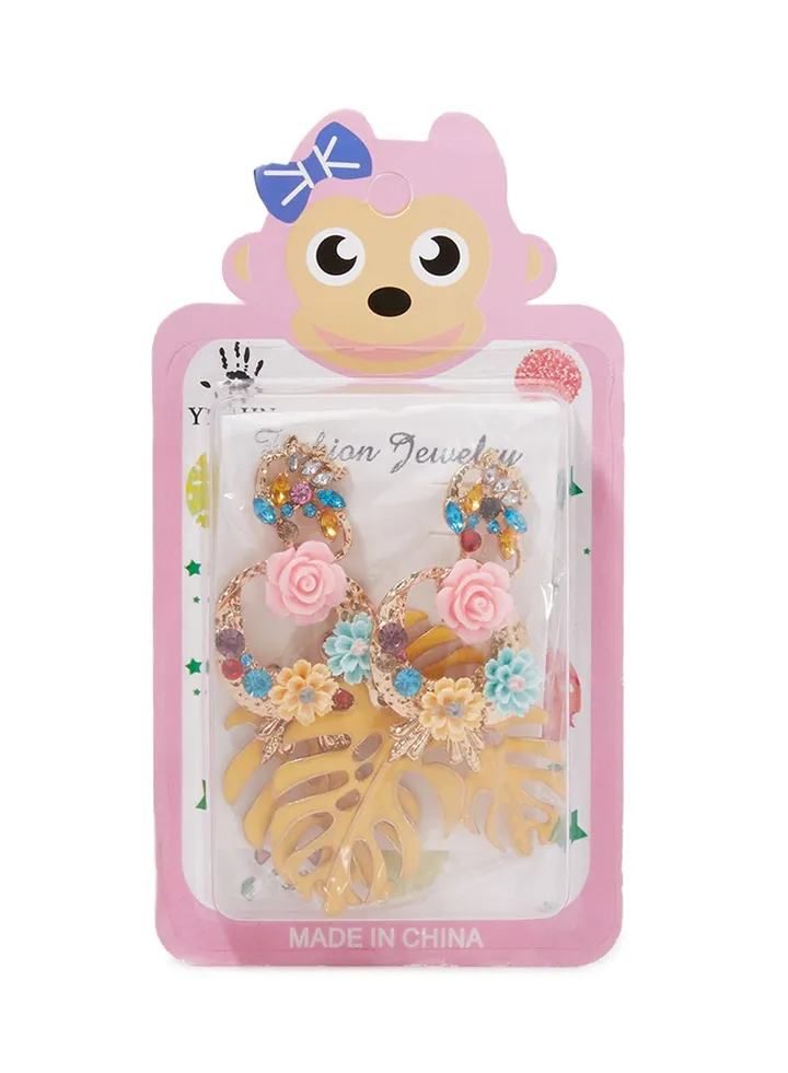 Stone Flower Studded Earrings
