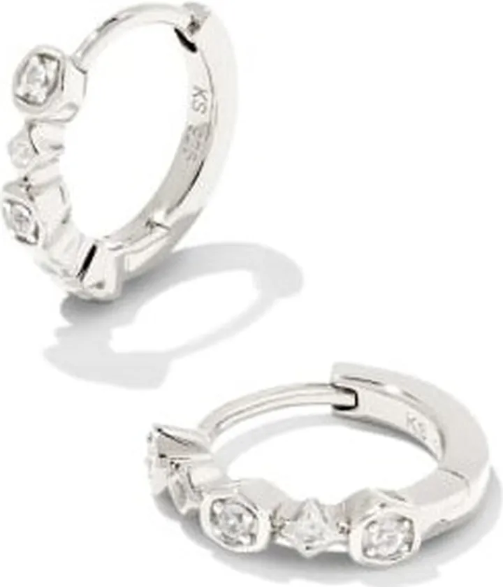 Davie Sterling Silver Trio Huggie Earrings in White Sapphire