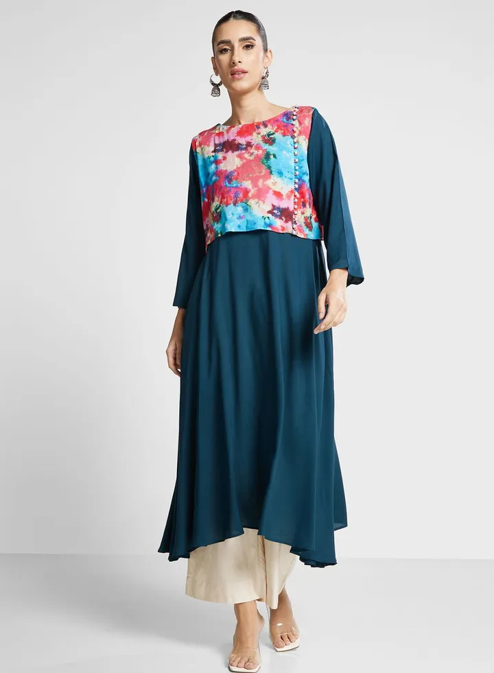 Embellished Round Neck Kurti