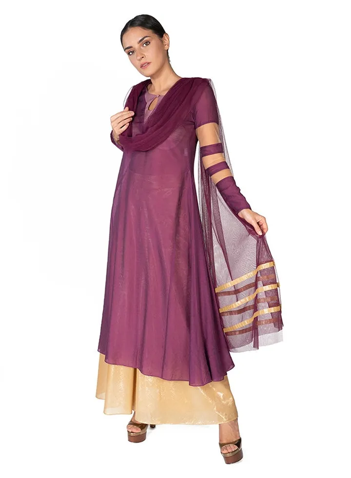 Swissery Cotton Kali Kurta Purple