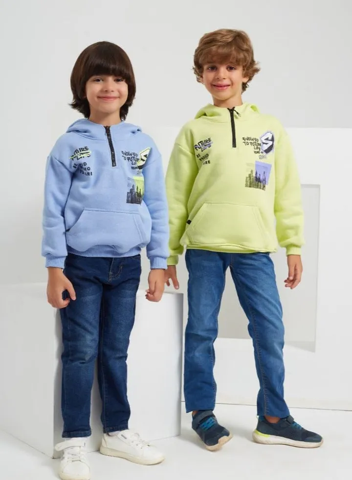 Boys Printed Cotton sweatshirt-Green