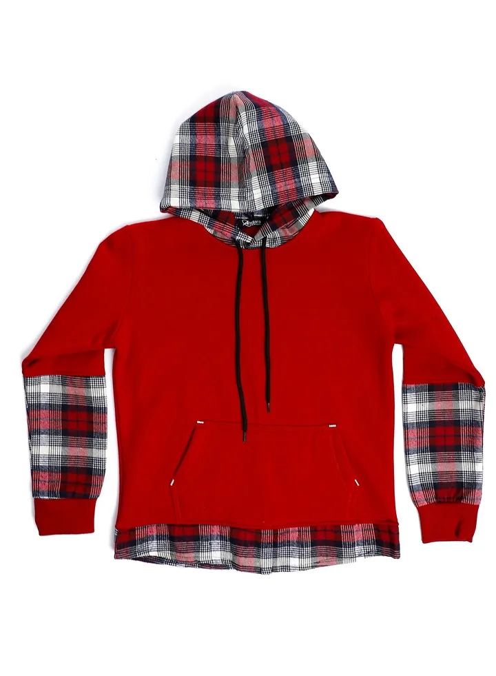 Heather Dark Grey Boys Comfy Hoodie - Red