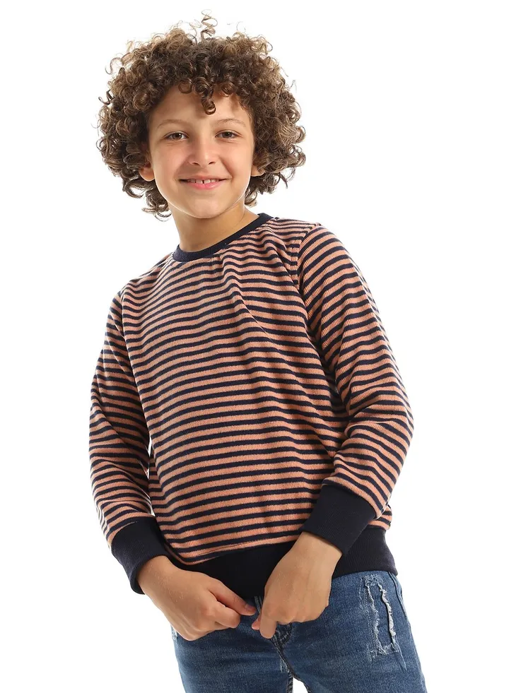 Boys Striped Round Sweatshirt