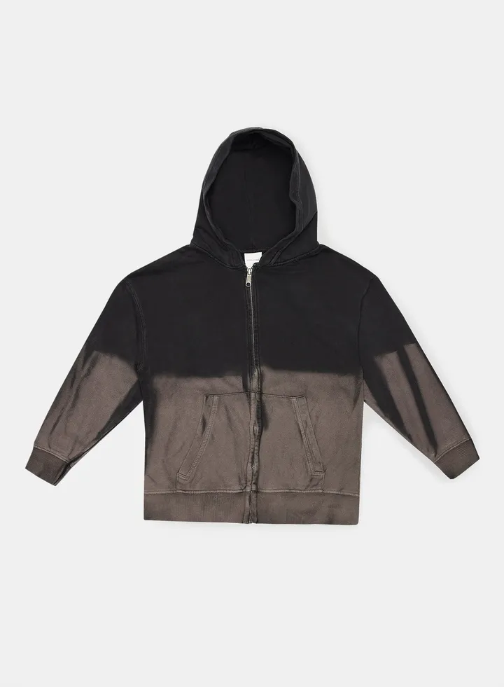 Tie-Dye Black Zip-up Hoodie - 90001