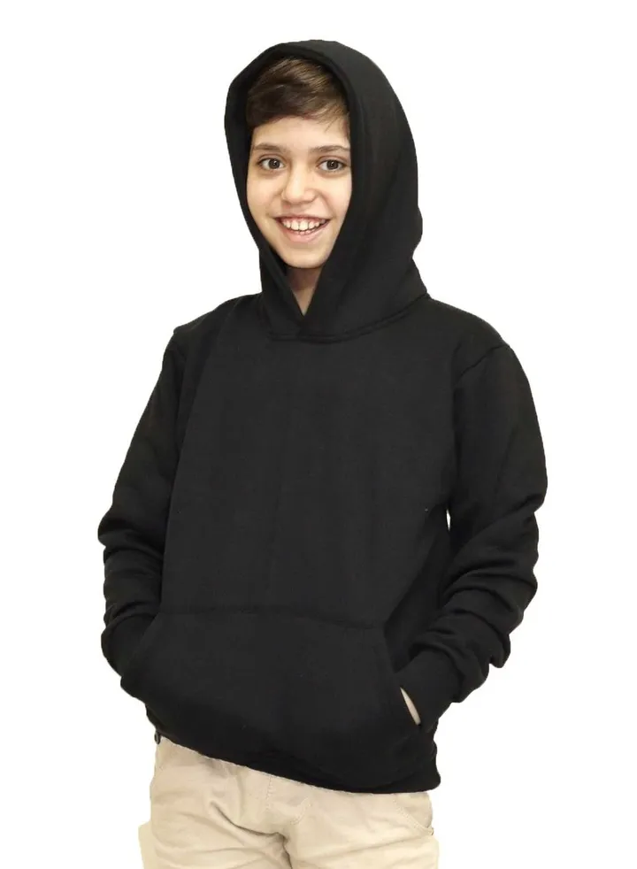 Hoodie Melton Cotton For Kids - Black
