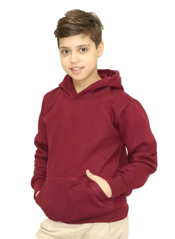 Hoodie Melton Cotton For Kids - Burgundy
