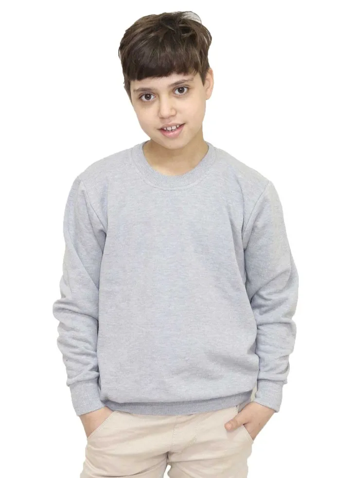 Basic Sweatshirt Melton Cotton For Kids - Grey
