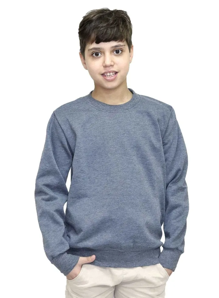 Basic Sweatshirt Melton Cotton For Kids - Dark Grey