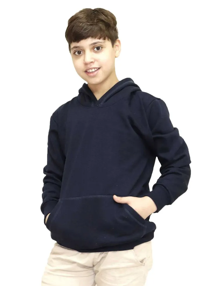 Hoodie Melton Cotton For Kids - Navy Blue