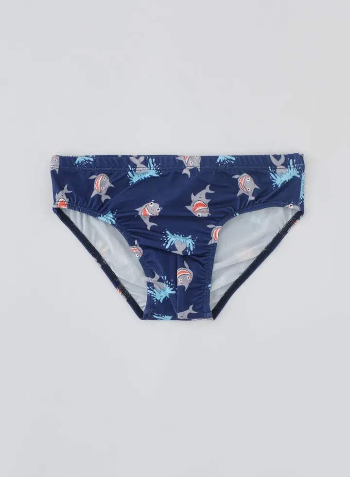 Kids Shark Print Bikini Bottoms