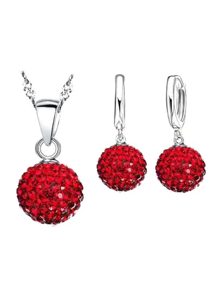 Disco Ball Shaped Dangle Earrings And Pendant Set