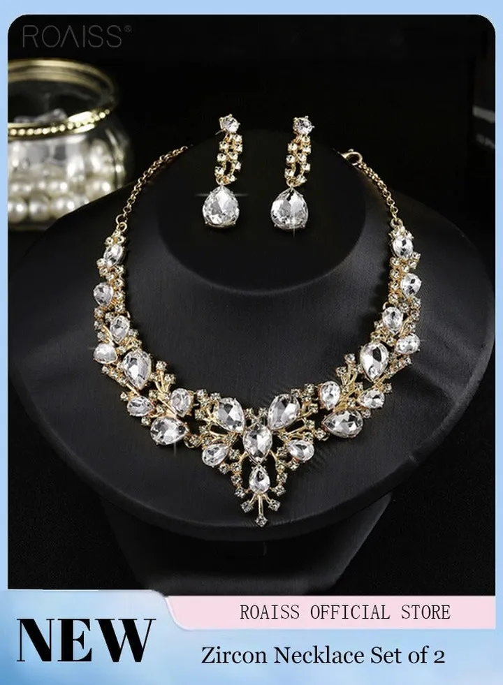 2 Pieces Of Haoshi Bride Jewelry Fashion Atmosphere Full Diamond Banquet Jewelry Silver Evening Dress Accessories