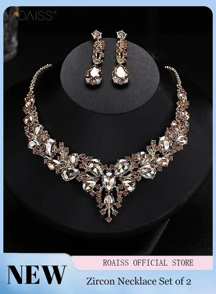 2 Pieces Of Haoshi Bride Jewelry Fashion Atmosphere Full Diamond Banquet Jewelry Silver Evening Dress Accessories