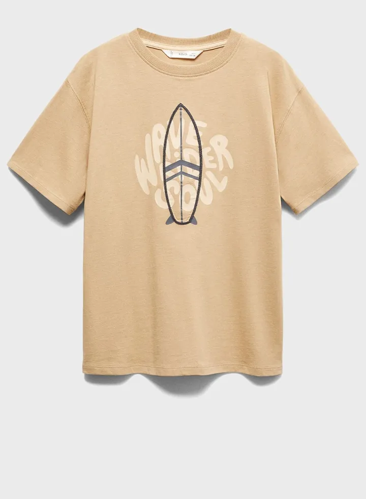 Kids Slogan Crew Neck T-Shirt