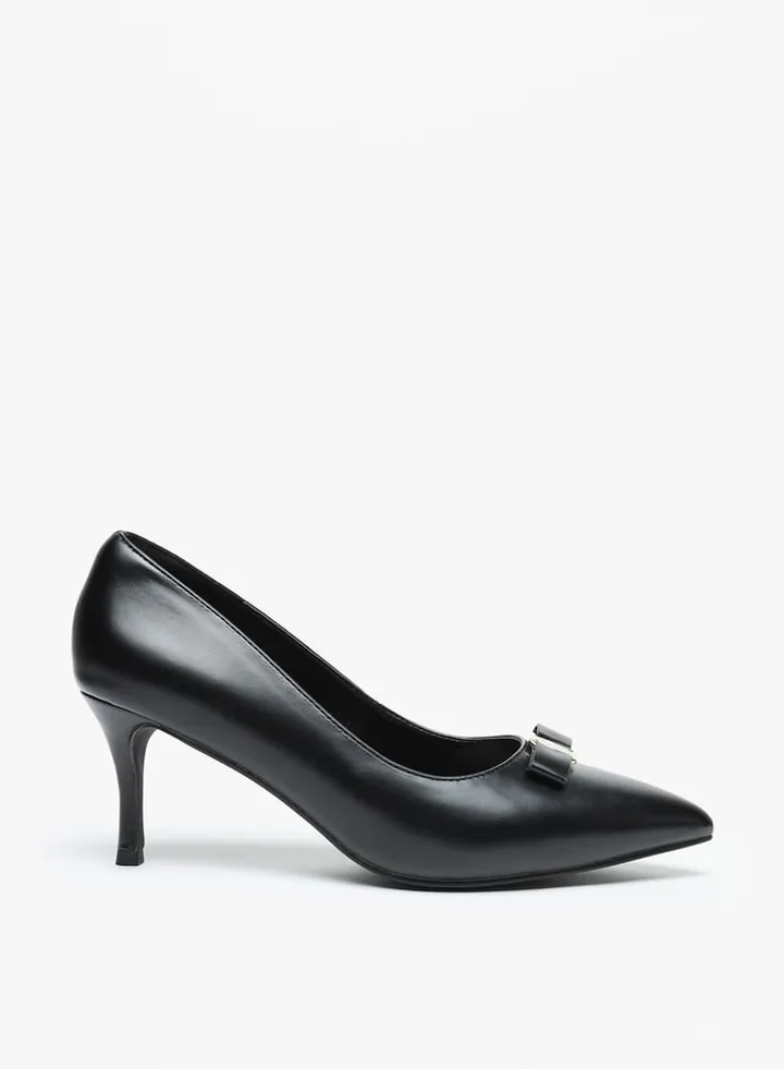 Women's Bow Accent Slip-On Shoes With Stiletto Heels