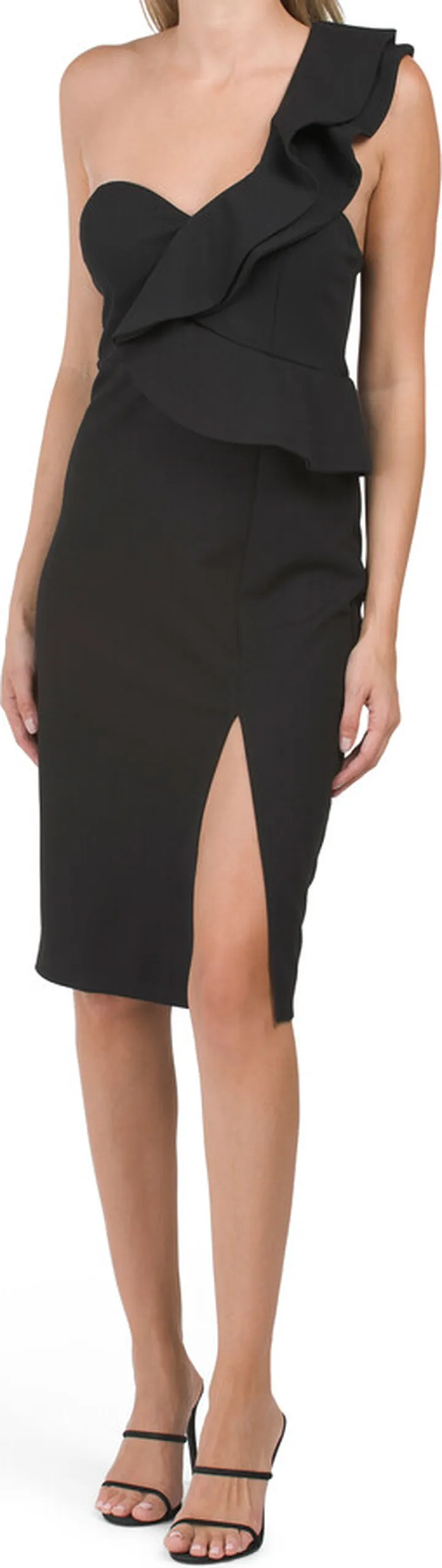 One Shoulder Ruffle Cocktail Dress
