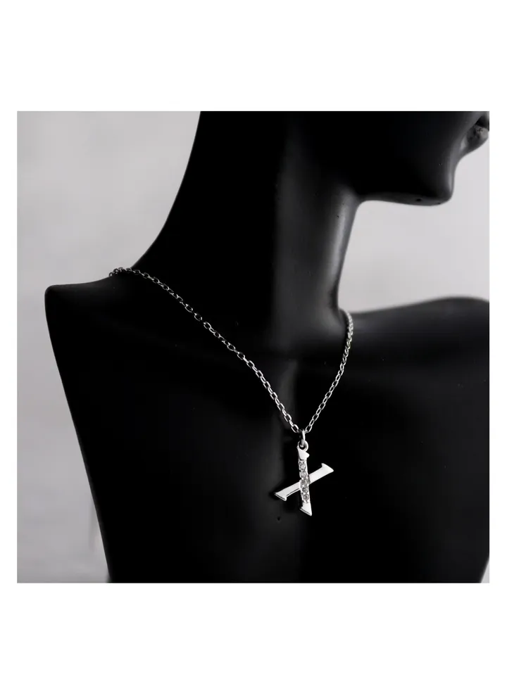 A unique silver women's chain with a letter pendant design X