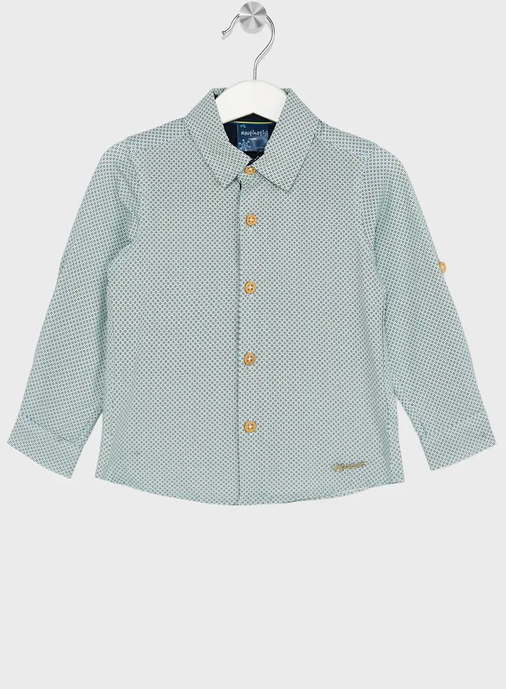 Nauti Nati Boys Green Standard Opaque Printed Casual Shirt