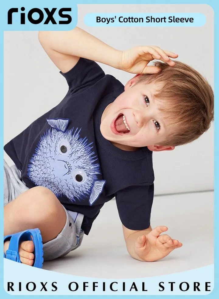 Toddler Baby Boys Fashion Cartoon Graphic Dinosaur Tops Short Sleeve Breathable 100% Cotton T-Shirt Summer Shirts Playwear