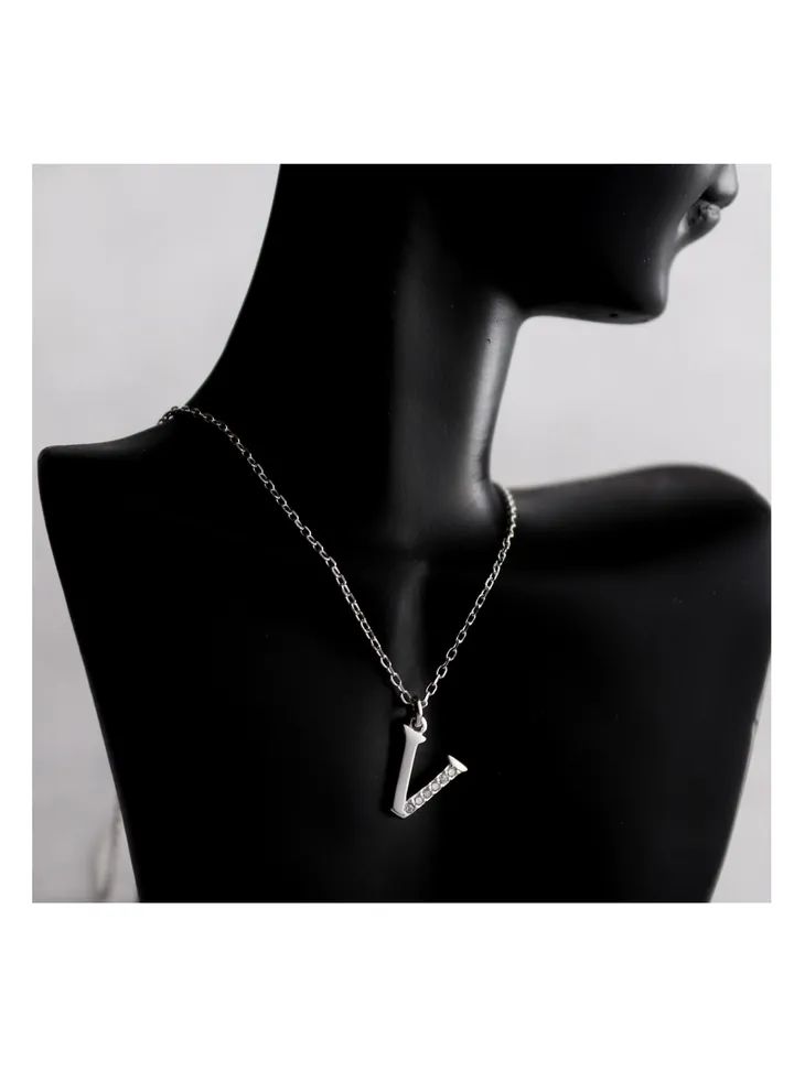 A unique silver women's chain with a letter pendant design V