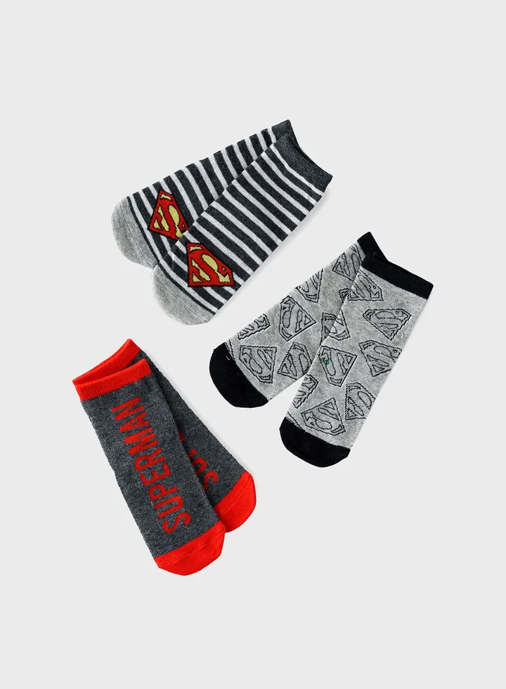 Kids 3 Pack Superman Crew Socks