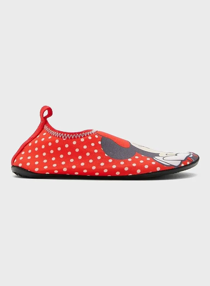 Boys Minnie Mouse Aqua Socks Red