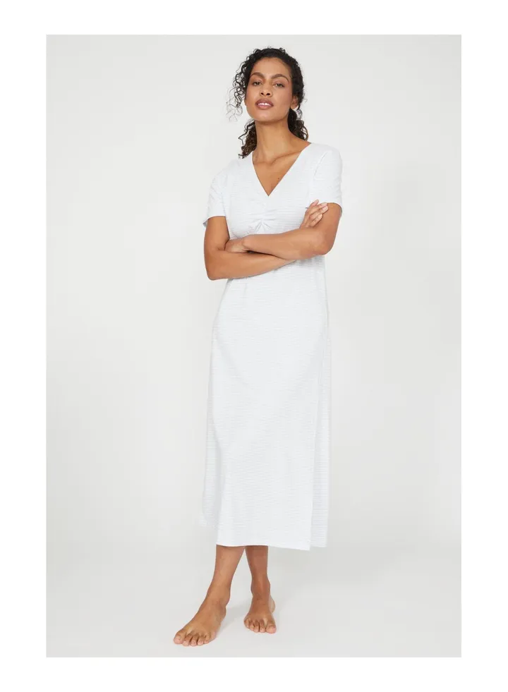 Stripe Ss Long Night Dress