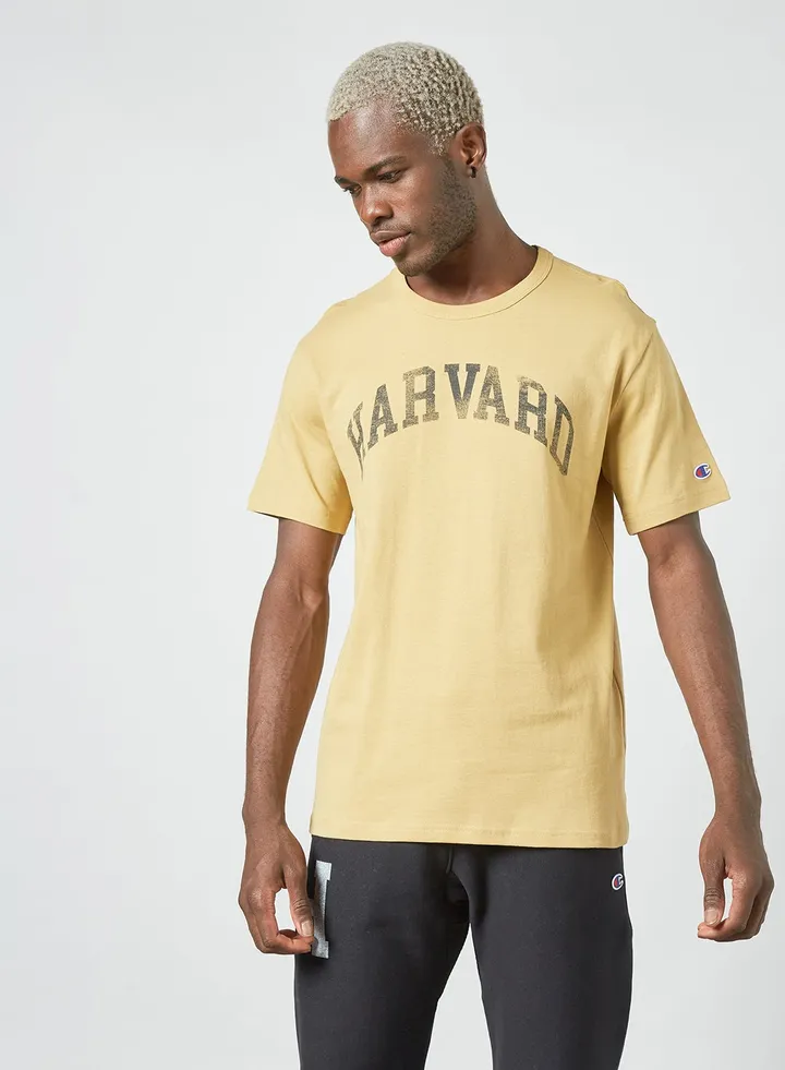 College Print T-Shirt Beige