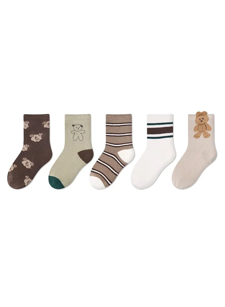 5 pairs of children's socks thin cute cartoon baby socks cotton