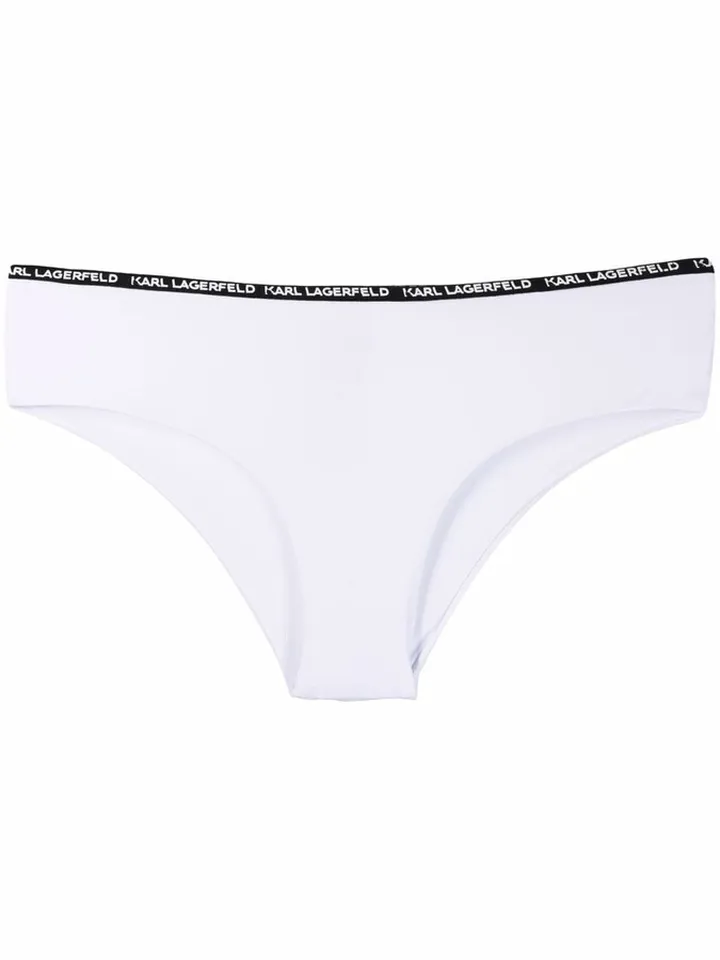 Logo Tape-Trimmed Bikini Bottoms