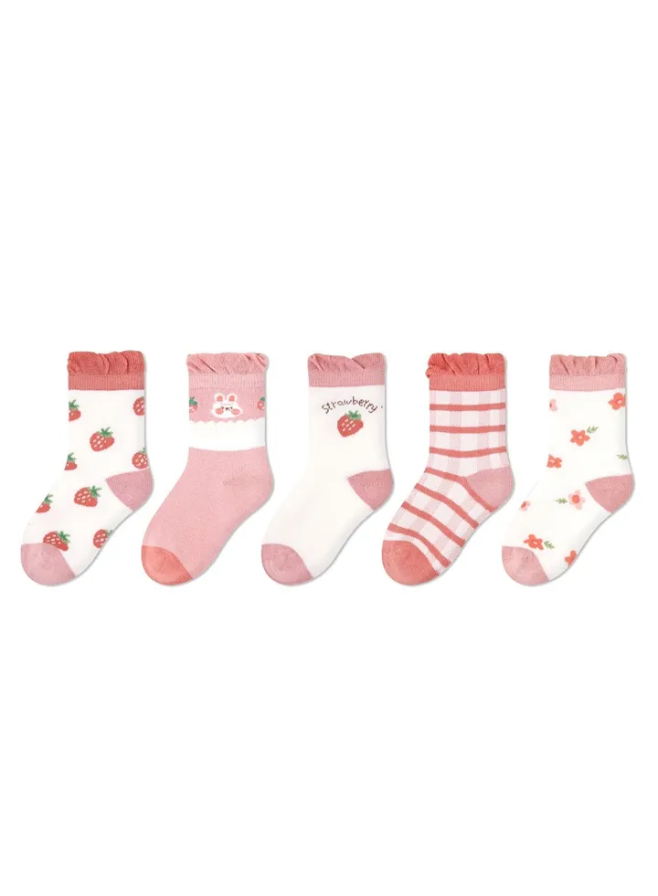5 pairs of children's socks thin cute cartoon baby socks cotton