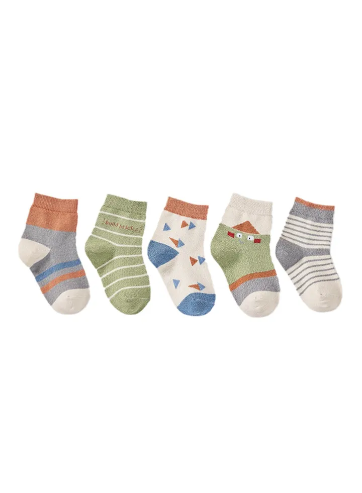 5 pairs of children's socks combed cotton breathable children's socks