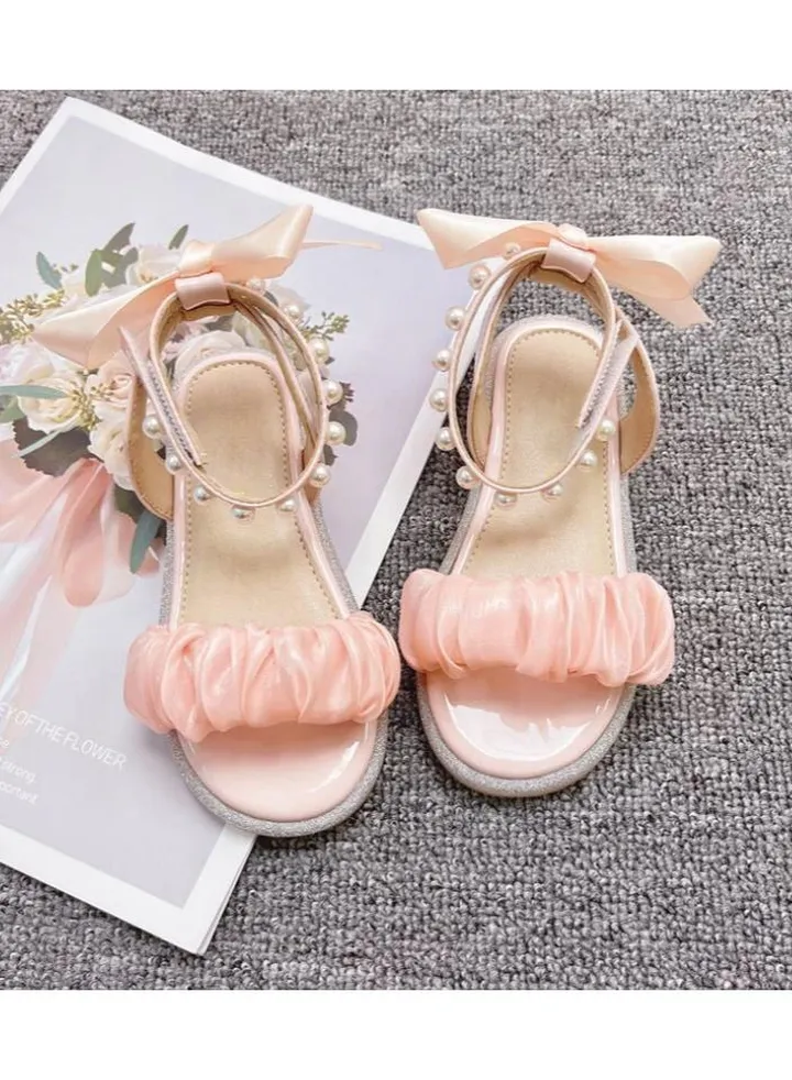 Children's Sandals Girls Rhinestone Bow Princess Shoes Sequined Children's Soft Sole Shoes