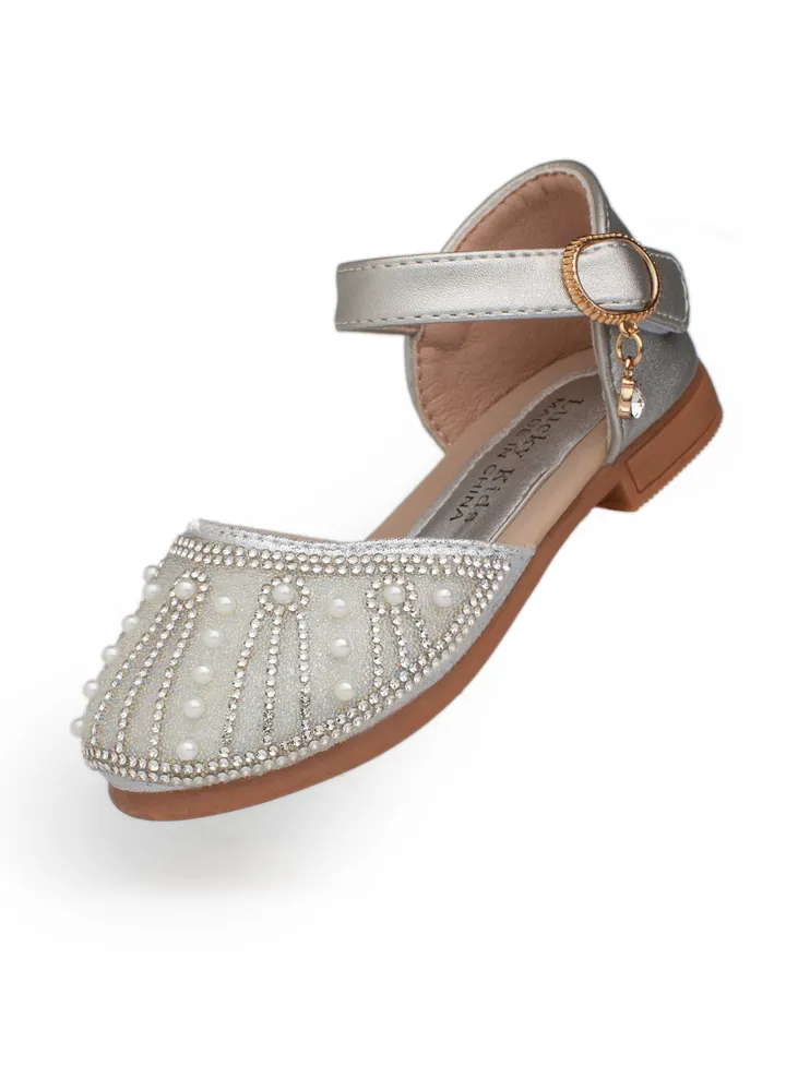 Lucky Kids Girls Cute Mary Jane Glittery Flat Sandals Party Wedding Dress Shoes Princess For Toddlers/Little Kids