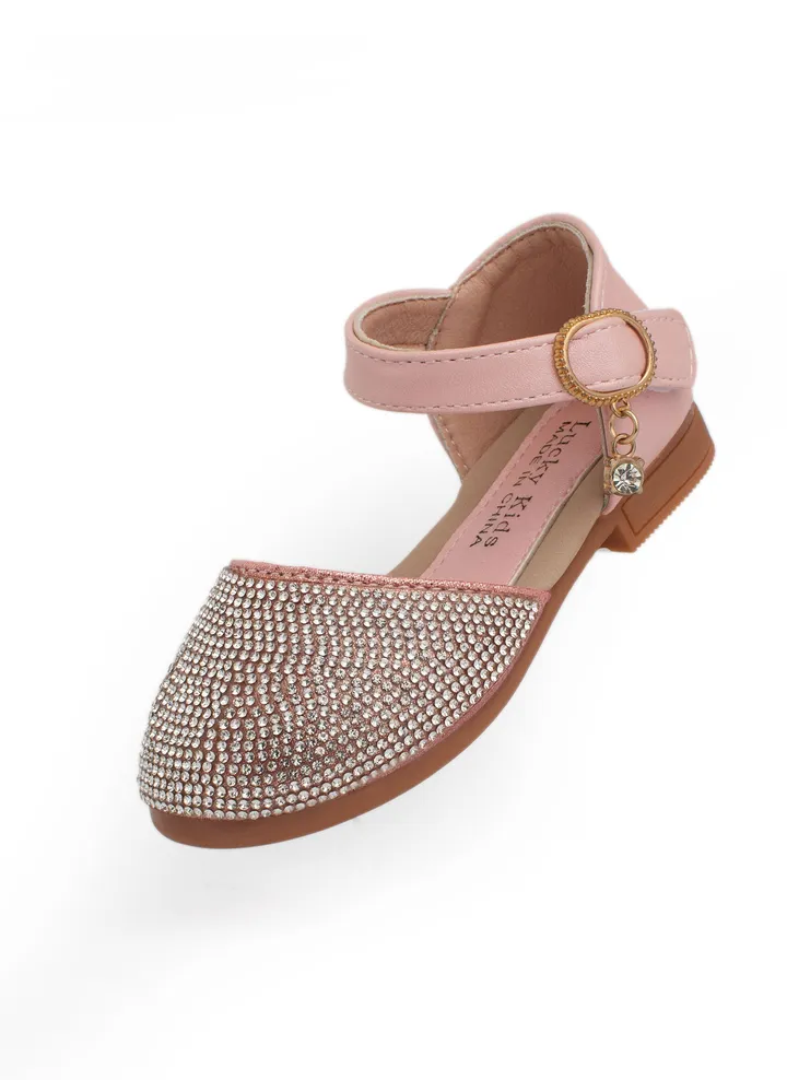 Lucky Kids Girls Cute Mary Jane Glittery Flat Sandals Party Wedding Dress Shoes Princess For Toddlers/Little Kids